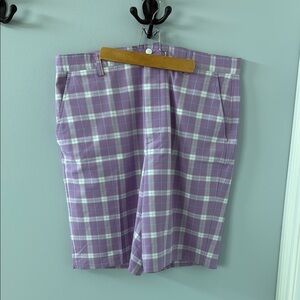 FootJoy Purple and White Flat Front Golf Shorts